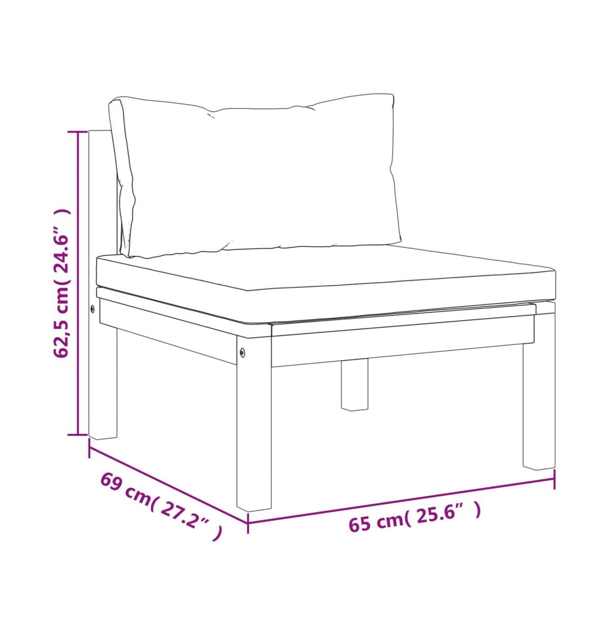 vidaXL 3 Piece Patio Lounge Set with DarkCushions Acacia Wood - Gray