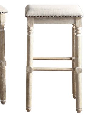 2-Piece Wood Upholstered Swivel Bar Stool Set