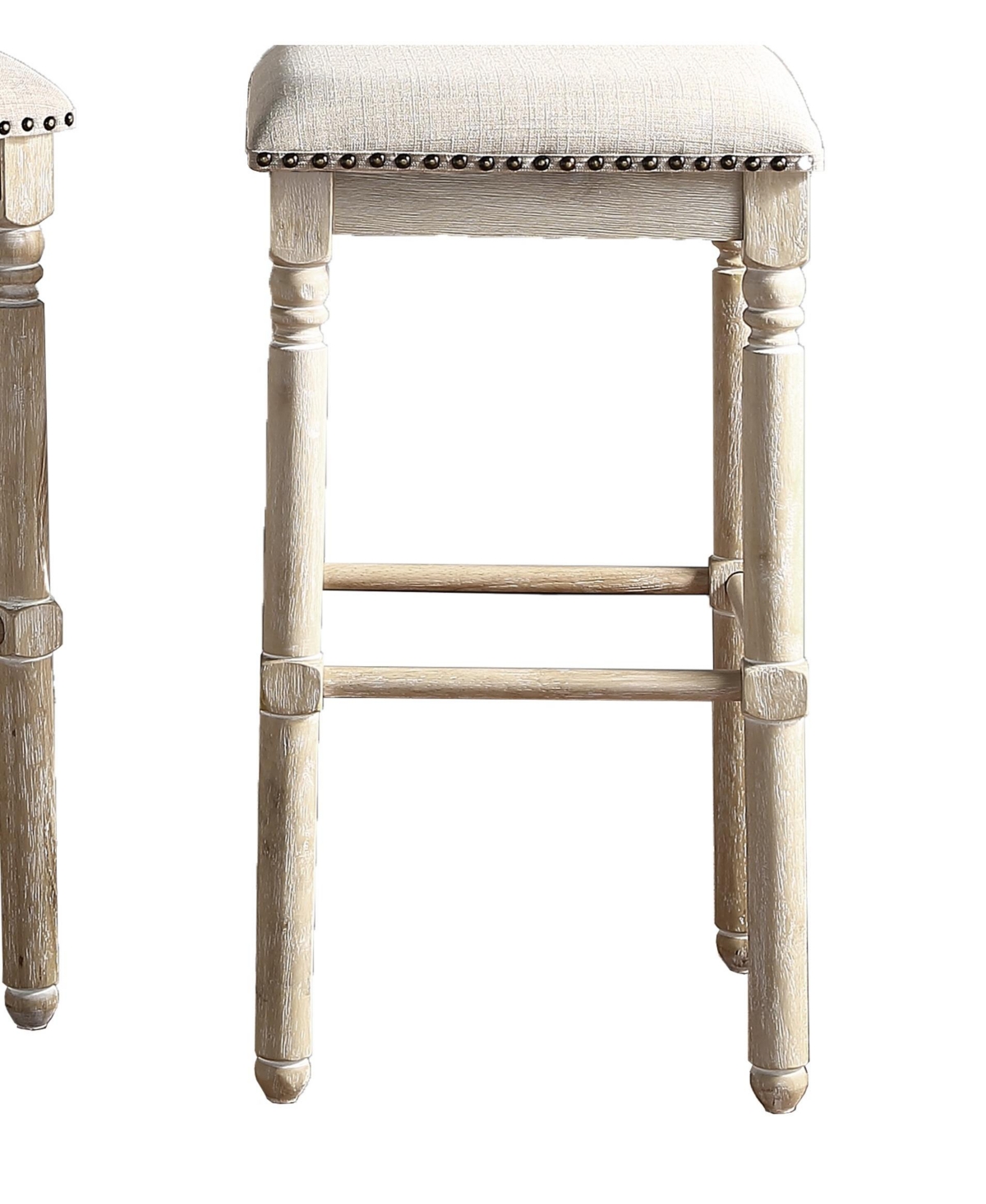 Simplie Fun Wood Upholstered Swivel Bar Stools, Set of 2, Tan
