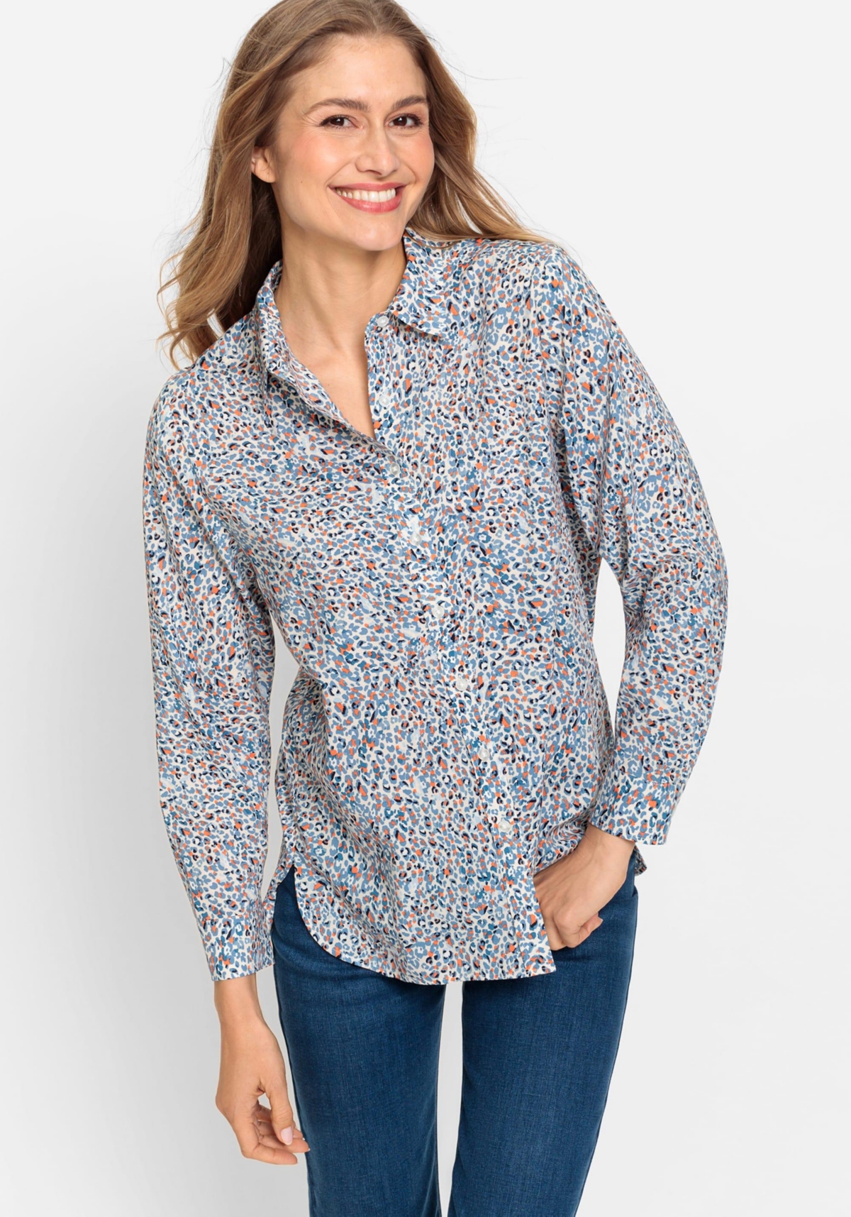 Olsen Women's Cotton Viscose Leopard Print Shirt