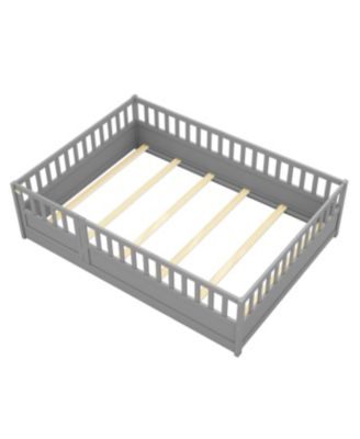 Montessori Wooden Floor Bed with Security Barrier