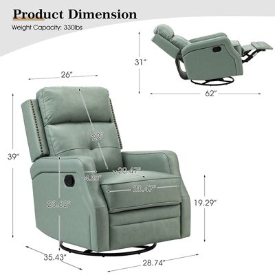  Beatriz 28.74" Wide Genuine Leather Swivel Rocker Recliner