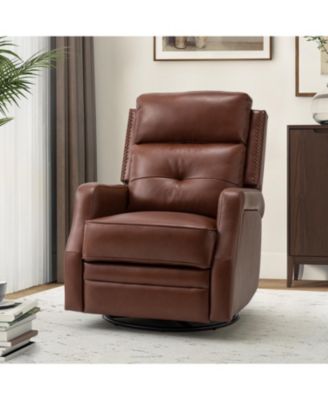  Beatriz 28.74" Wide Genuine Leather Swivel Rocker Recliner