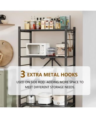4-Tier Foldable Storage Shelves, Metal Shelving Units, Storage Rack, Black