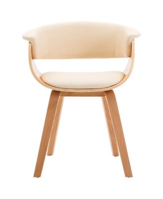 Dining Chair Cream Bent Wood and Faux Leather