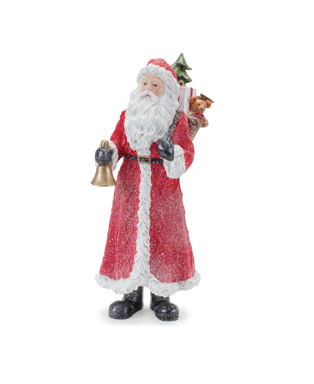 Slickblue Glitter Santa Figurine With Pine Accent (Set of 3)