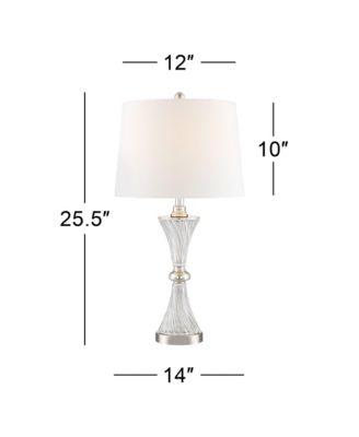 Luca Modern Table Lamps 25 1/2" High Set of 2 Twisted Glass with USB Charging Port White Drum Shade for Bedroom Living Room Office Desk
