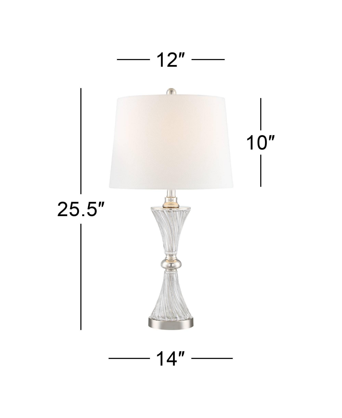 Regency Hill Luca Modern Table Lamps High Set of 2 with Usb Charging Port Glass ChromeMetal White Fabric Drum Shade for Living Room Bedr