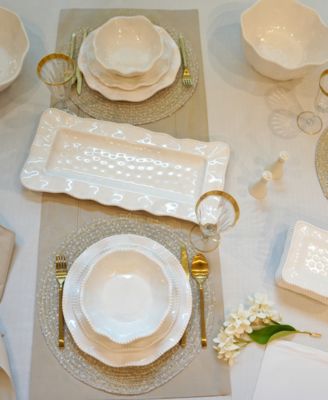 Perlette Cream Melamine 12-Pc. Dinnerware Set