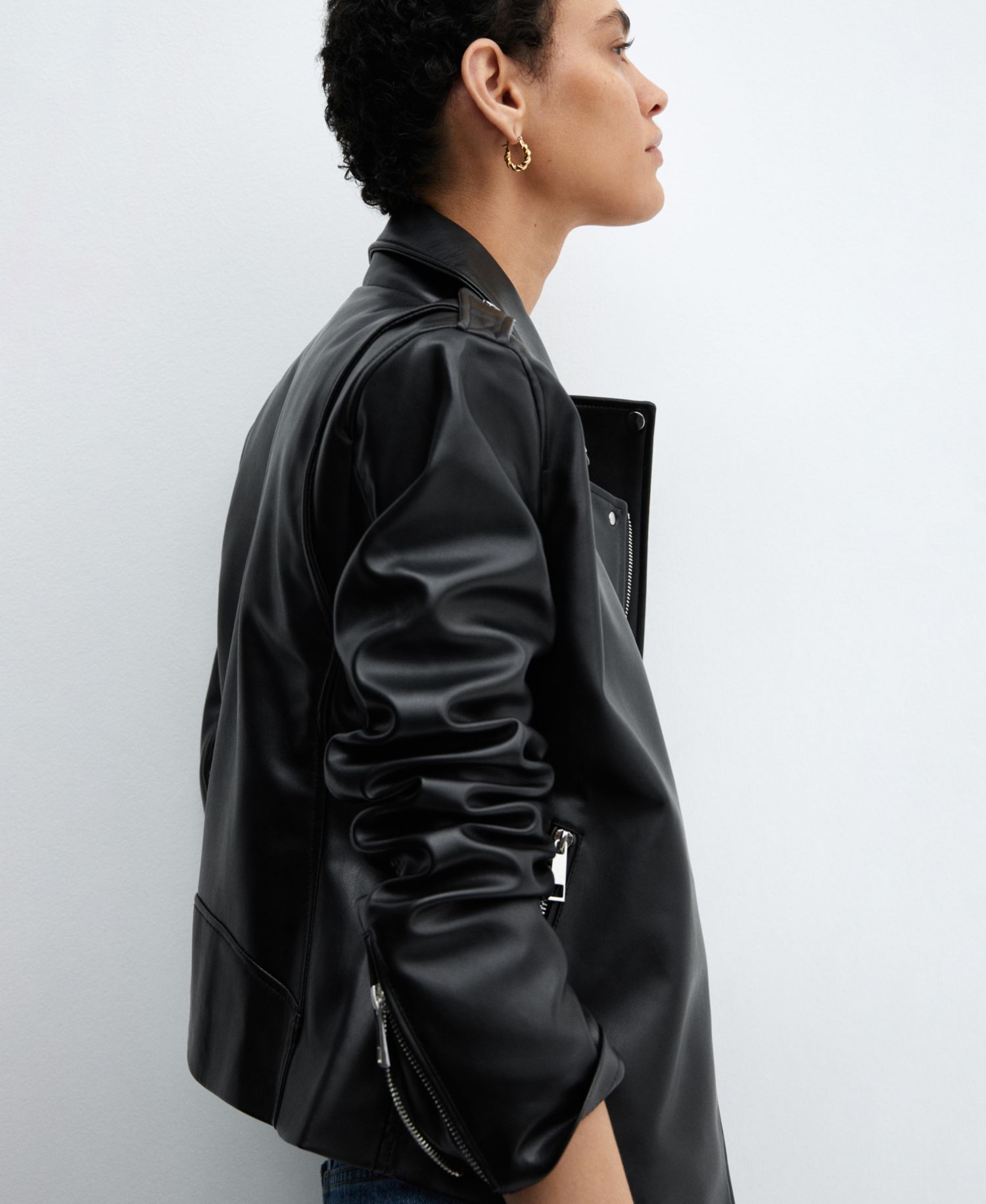 Women's Faux-Leather Biker Jacket