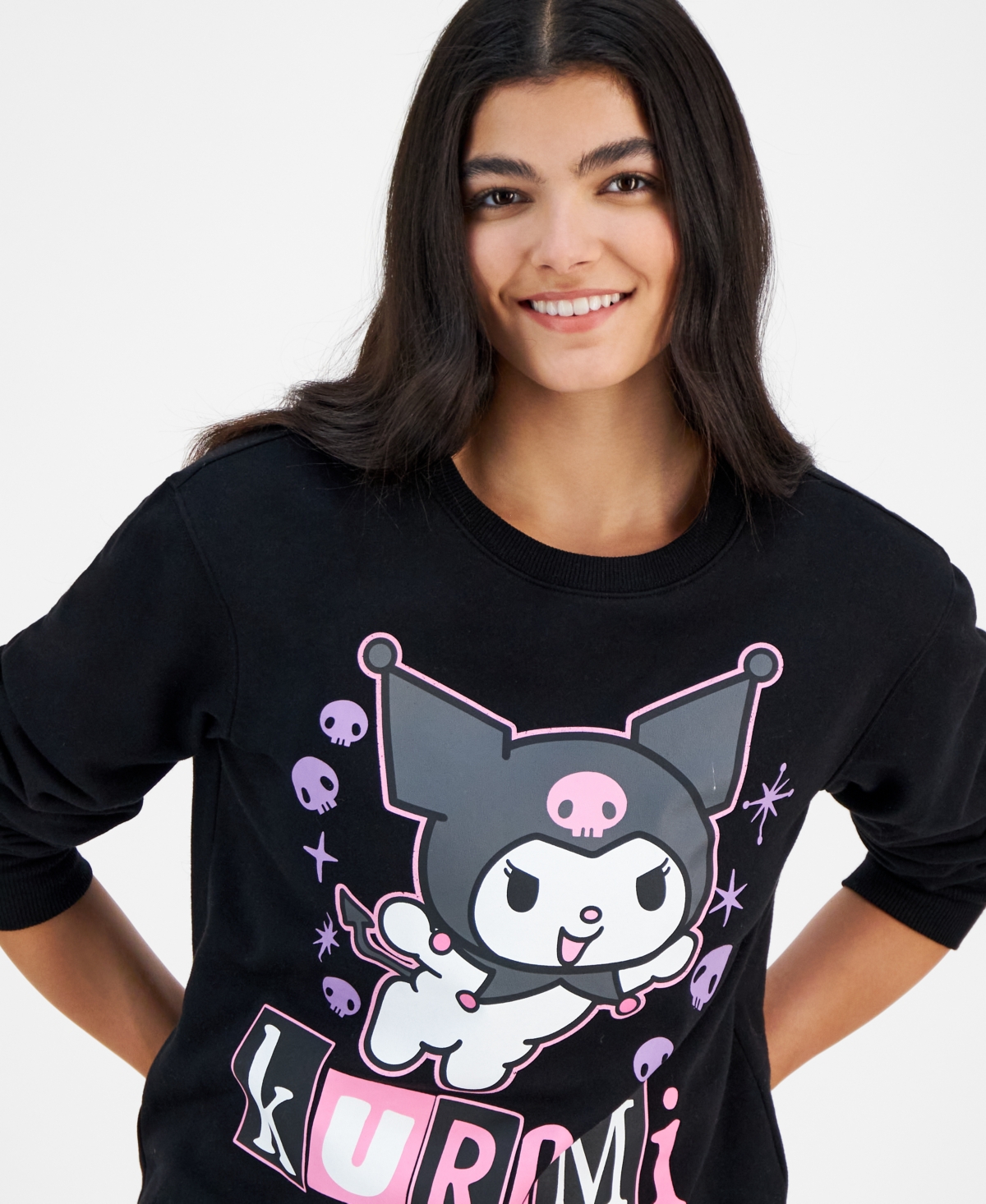 Love Tribe Juniors' Kuromi Graphic Crewneck Sweatshirt