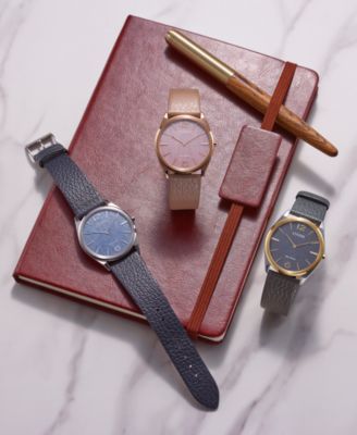 Eco-Drive Unisex Gray Leather Strap Watch 38mm