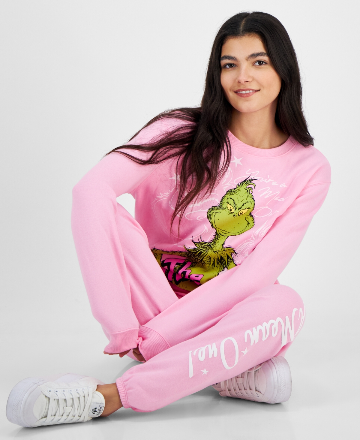Love Tribe Juniors' Grinch Holiday Graphic Crewneck Sweatshirt