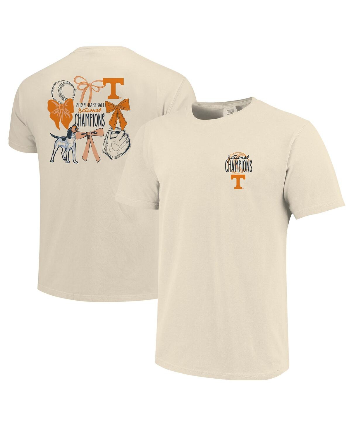 Women's Natural Tennessee Volunteers 2024 Ncaa Men's Baseball College World Series Champions Comfort Colors Bow T-Shirt - Natural
