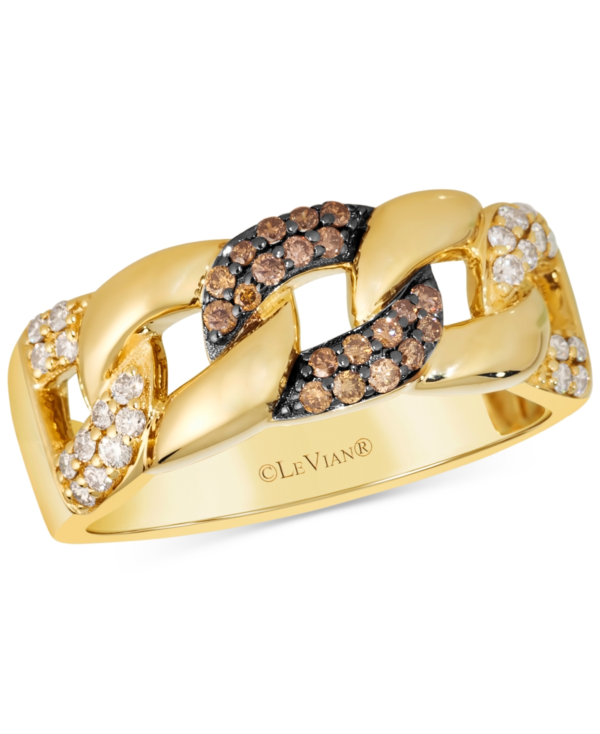 Le Vian Men's Nude Diamond & Chocolate Diamond Chain Link Ring (1/2 Ct. T.w.) In 14k Gold In No Color