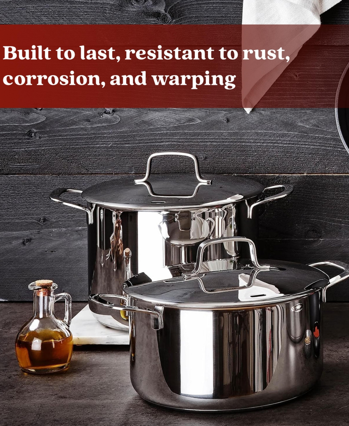 Alva Maestro Stainless Steel Casserole Dish Pot 3.9 Qt with Lid - Non Toxic Cookware, Induction Compatible, Versatile Kitchen Pot, Soup Pot, Stock Pot
