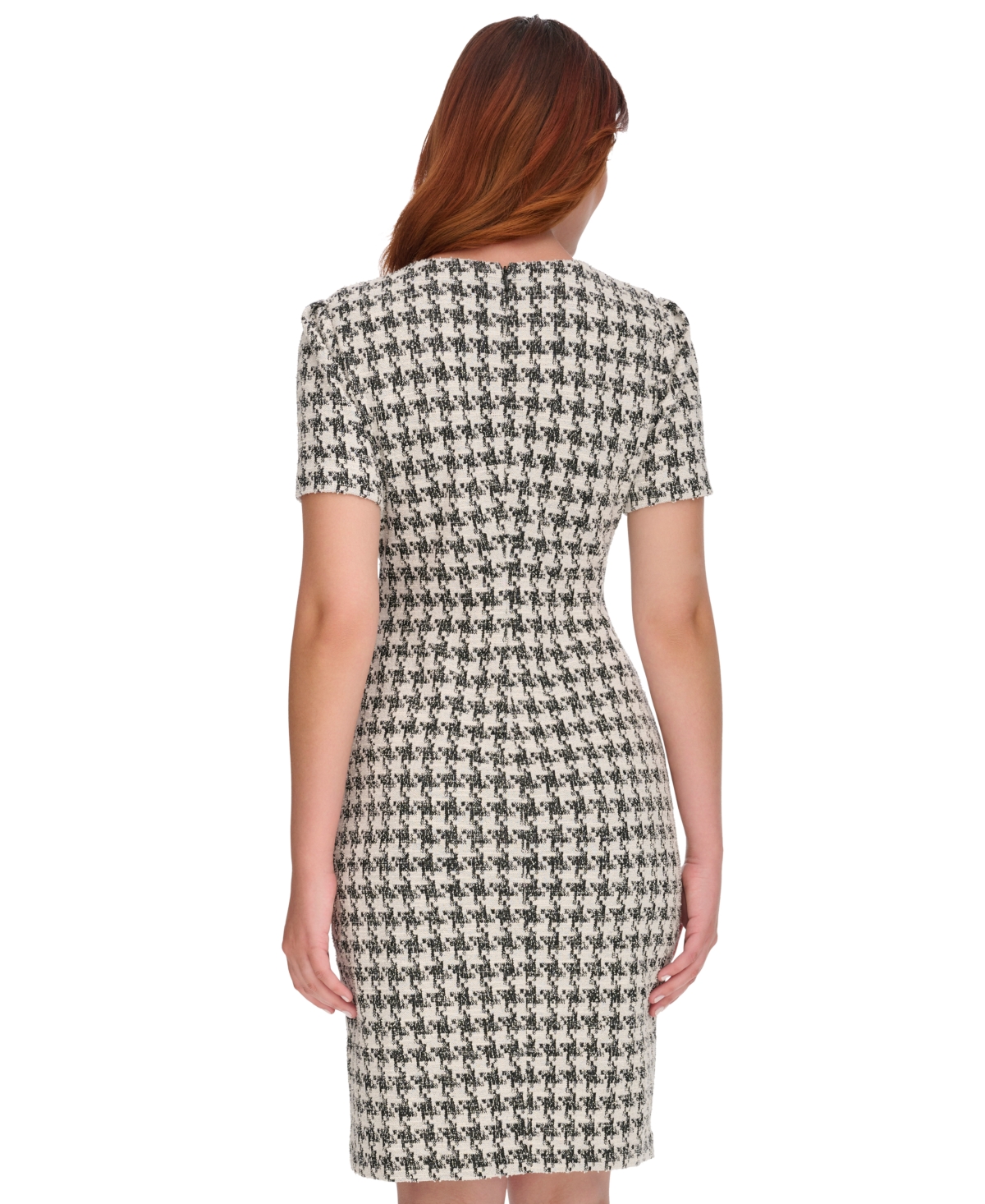 Tommy Hilfiger Women's Houndstooth Round-Neck Dress -pearl