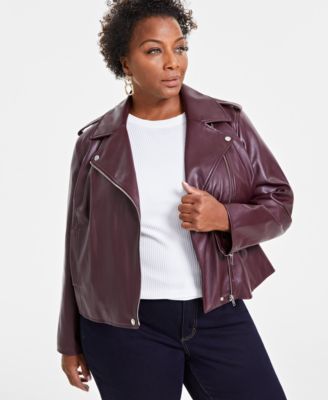 Macy's INC International Concepts 2024 Brown Leather Jacket