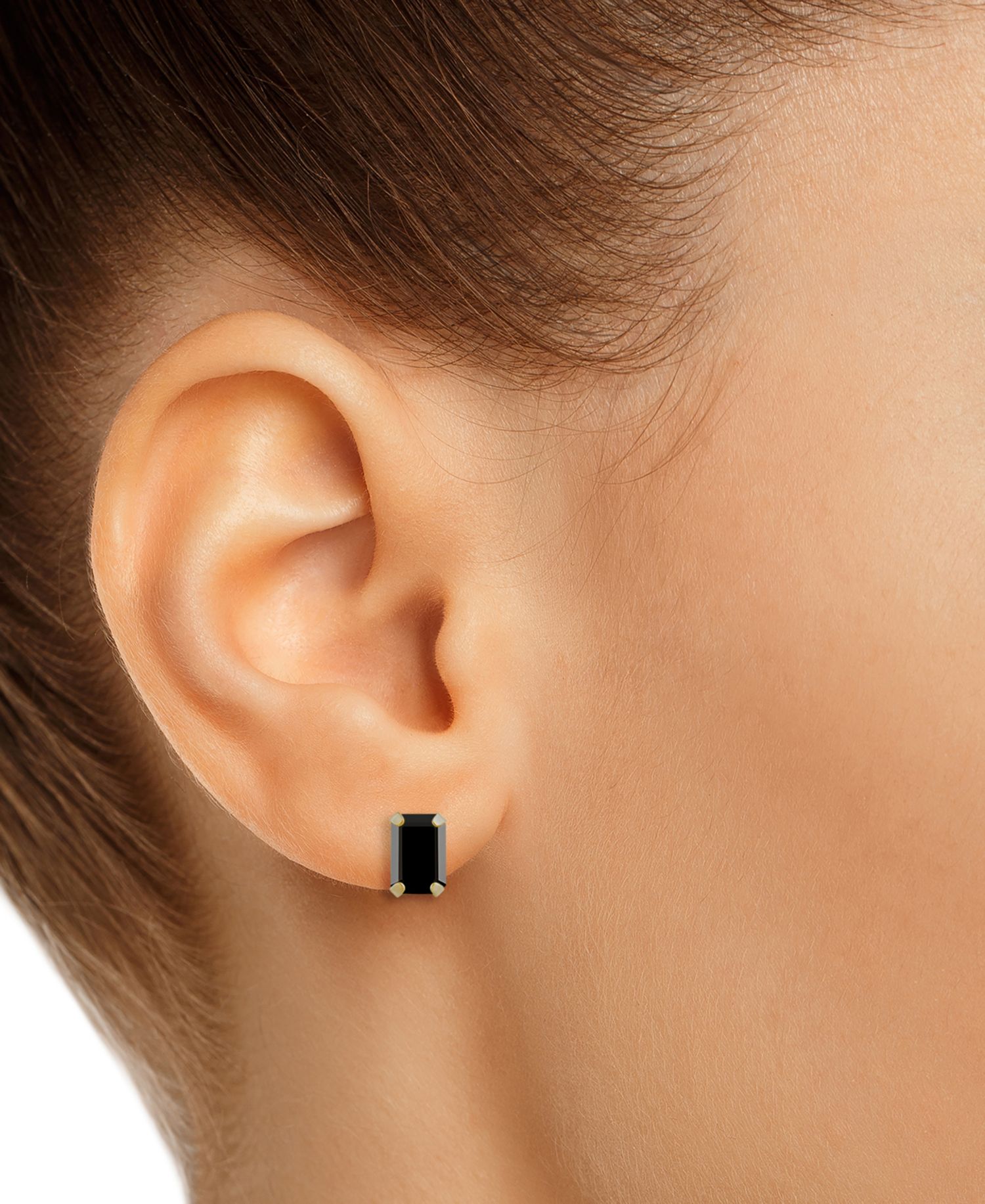 Onyx Emerald-Cut Solitaire Stud Earrings in 10k Gold