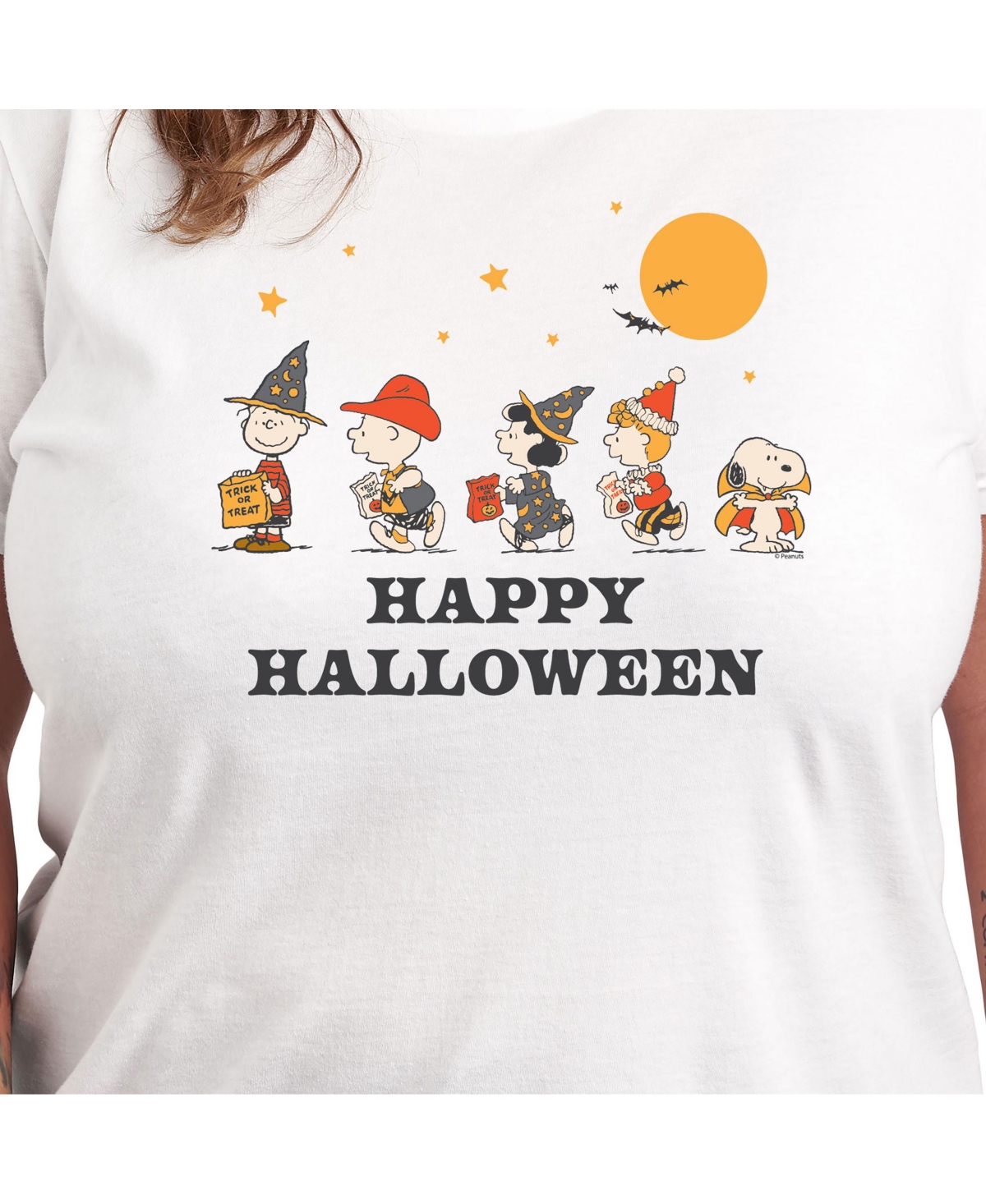 Hybrid Apparel Trendy Peanuts Happy Halloween Plus Size Graphic T-shirt