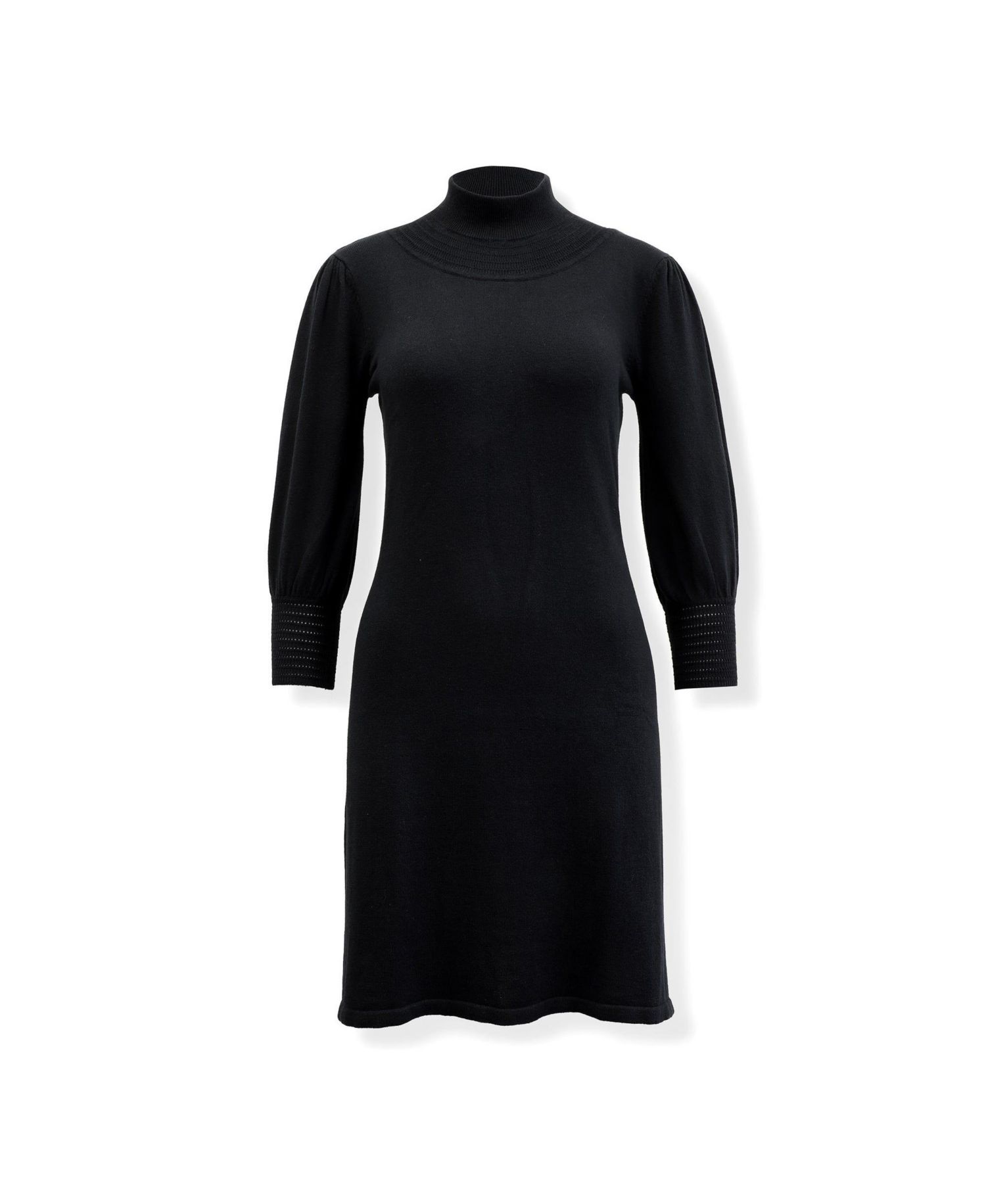 Women's Hope and Henry Long Puff Sleeve Mock Neck Sweater Dress