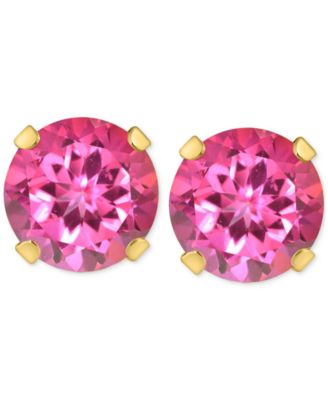Pink Topaz Solitaire Four Prong Stud Earrings (1-1/5 ct. t.w.) in 14k Gold (Also in Turquoise)