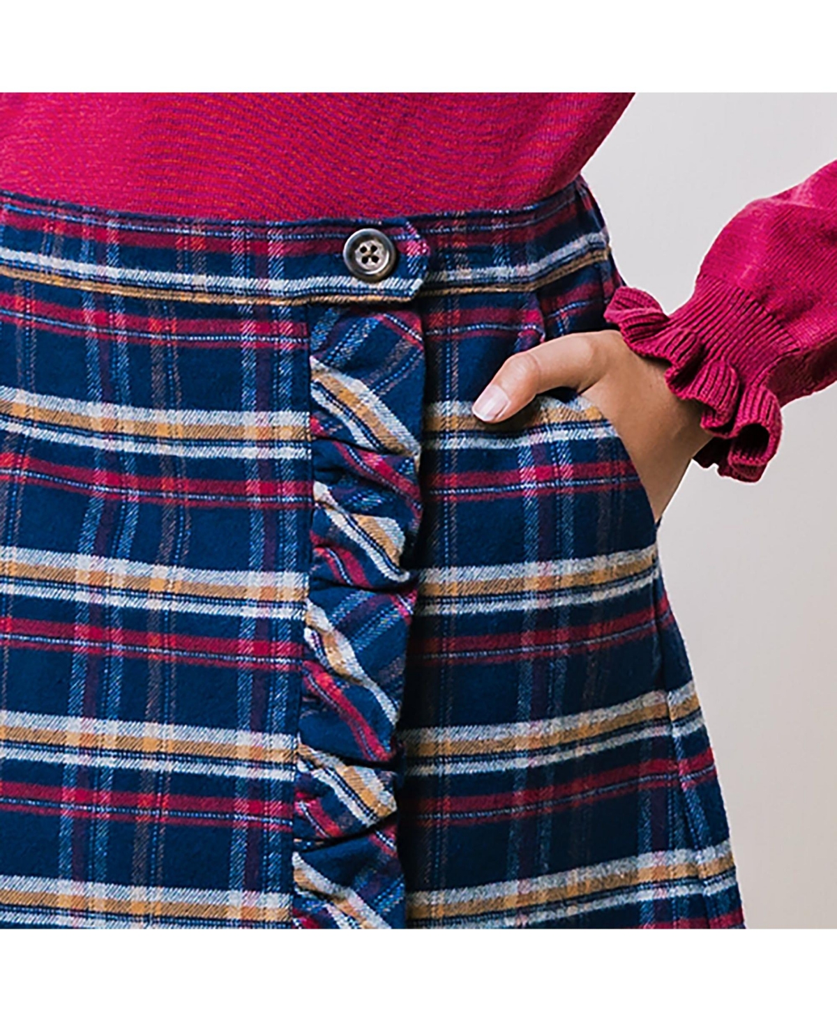 Hope & Henry Big Girls Flannel Pull-On Ruffle Skirt