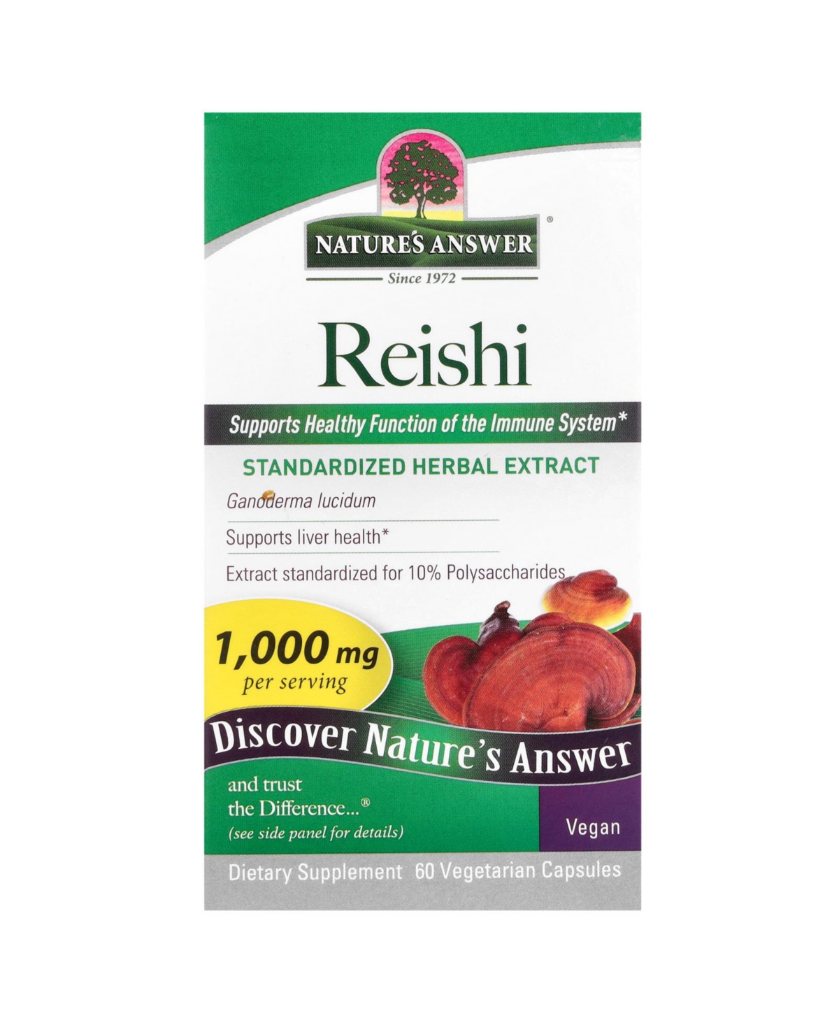 Reishi 1 000 mg - 60 Vegetarian Capsules (500 mg per Capsule)