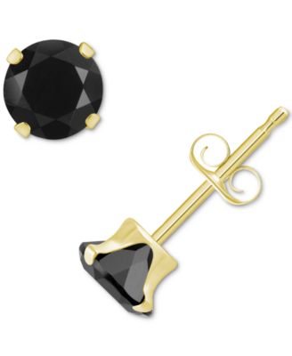 Macy's - Onyx Solitaire Four Prong Stud Earrings in Sterling Silver