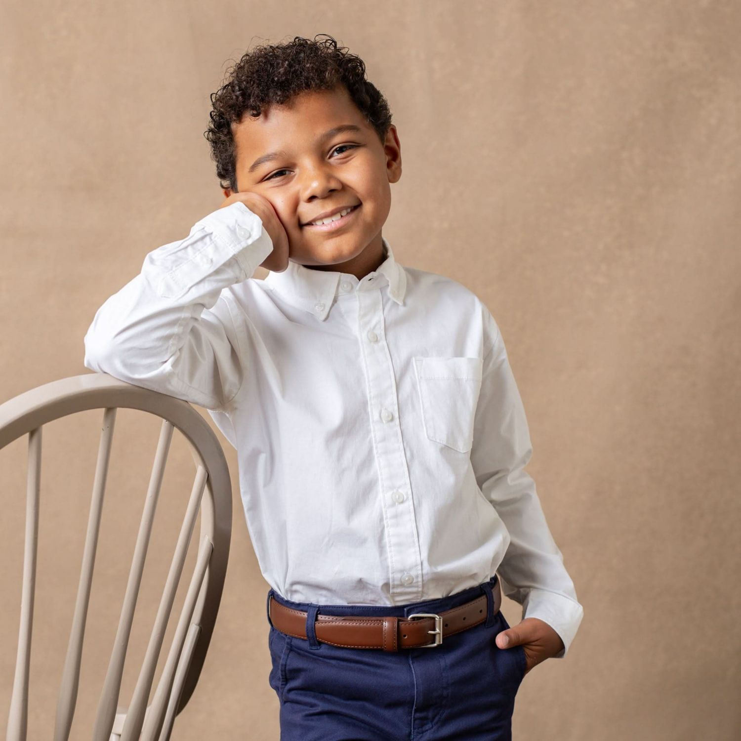Hope and Henry Boys' Poplin Button Down Shirt, Kids