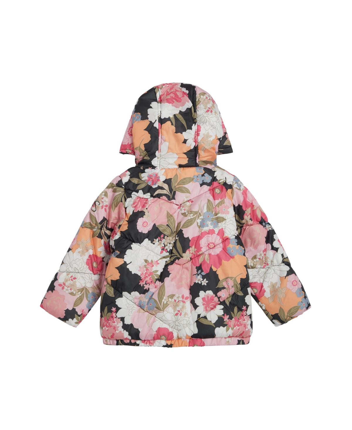 Jessica Simpson Girls FashionPrint Puffer Jacket With Hat - Floral