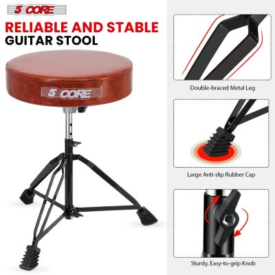 Drum Throne 3" Thick Padded Comfortable Guitar Stool Drummer Chair Adjustable Musician Seat - DS BLKCH CML BR