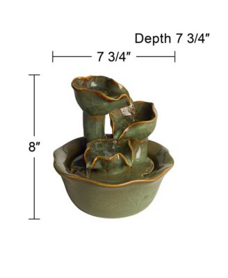 Organic Water Lily 8" High Small Zen Modern Indoor Outdoor Decor Ceramic Tabletop Fountain Outside Garden Patio