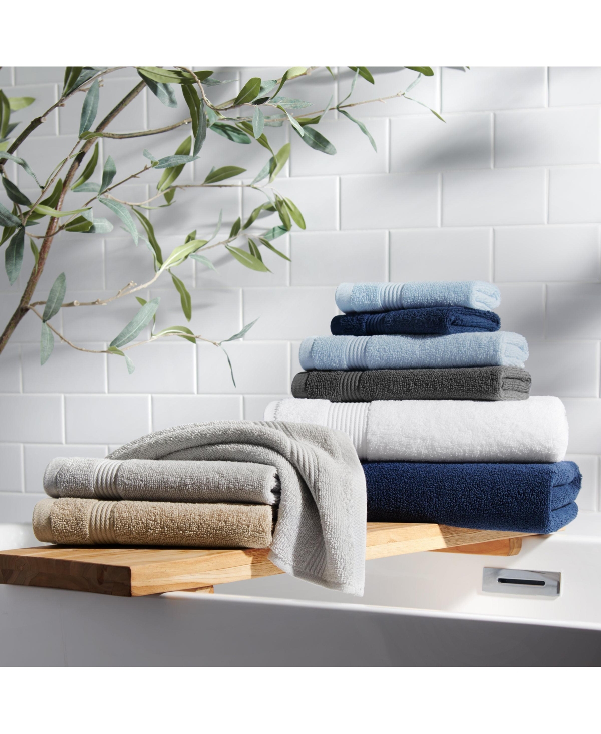 Arkwright Home Host and Home Towels (6 Pack), Solid Color Options, 16x28 in, Double Stitched Edges, 600 Gsm, Soft Ringspun Cotton, Stylish Stripe