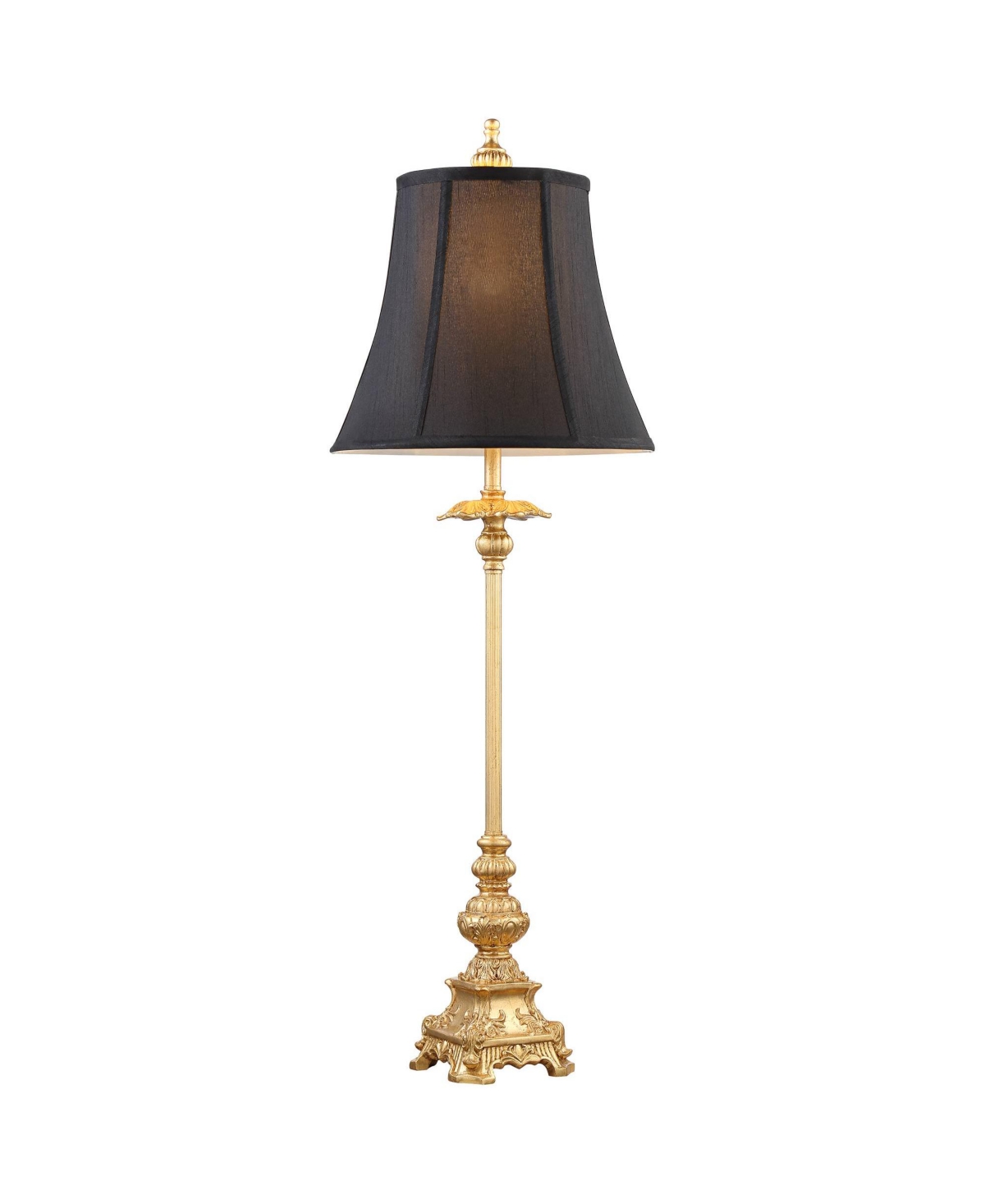 Regency Hill Juliette Traditional French Country Buffet Table Lamps Tall Skinny Set of 2 Glam Luxury StyleCandlestick Black Fabric Bell Sh