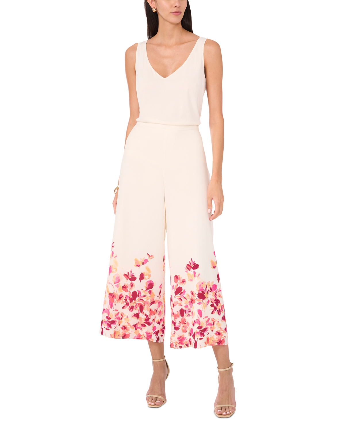 Sam & Jess Petite High-Rise Pull-On Printed Palazzo Pants -Pink