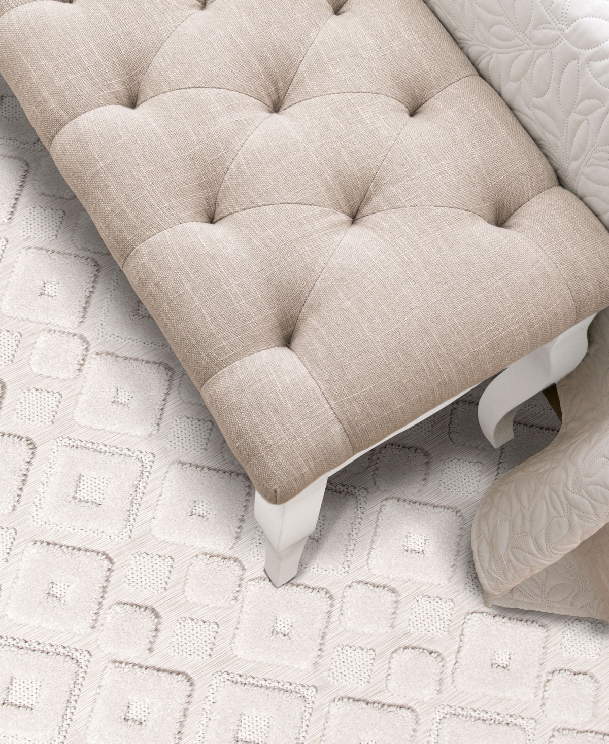 Orian Rugs Orian Crochet Diamond Park 7'10"x10'10" Area Rug In Bone