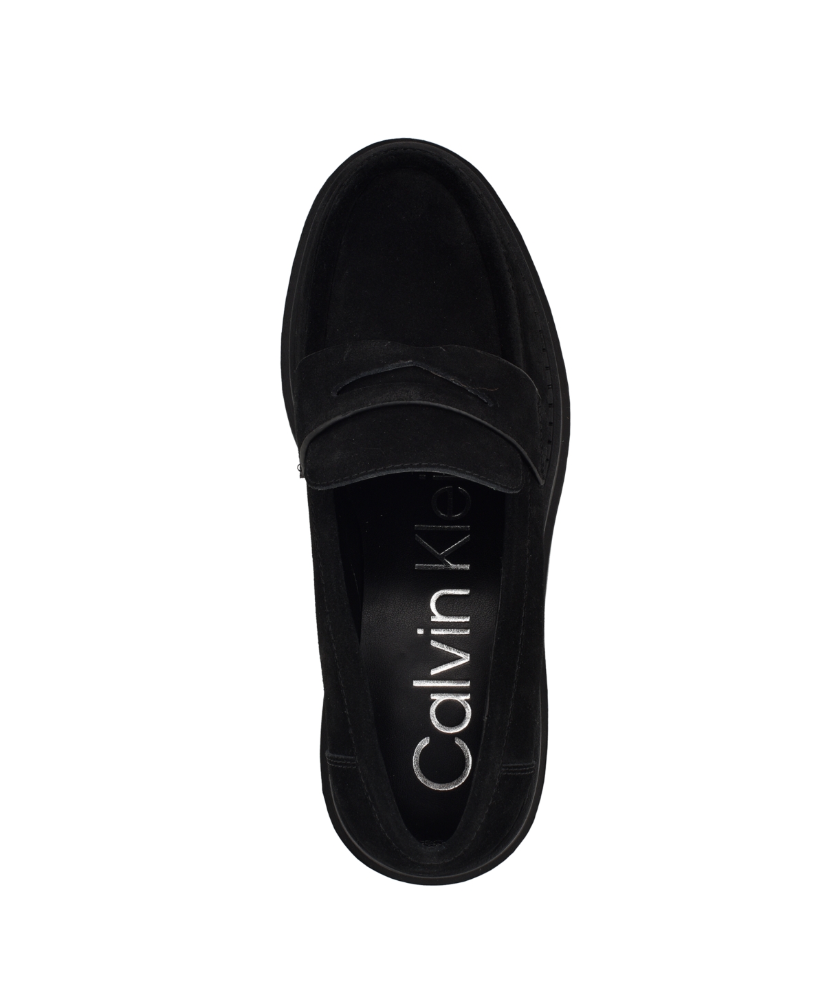 Calvin Klein Women's Grant Lug Sole Penny Loafers In Black Sueded