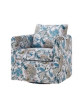 Hulala Home Modern Fabian Slipcovered Swivel Chair with Removable Slipcover - Blue