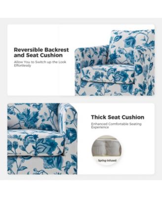 Modern Fabian Slipcovered Swivel Chair with Removable Slipcover