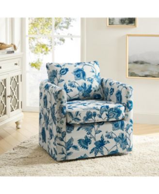 Modern Fabian Slipcovered Swivel Chair with Removable Slipcover