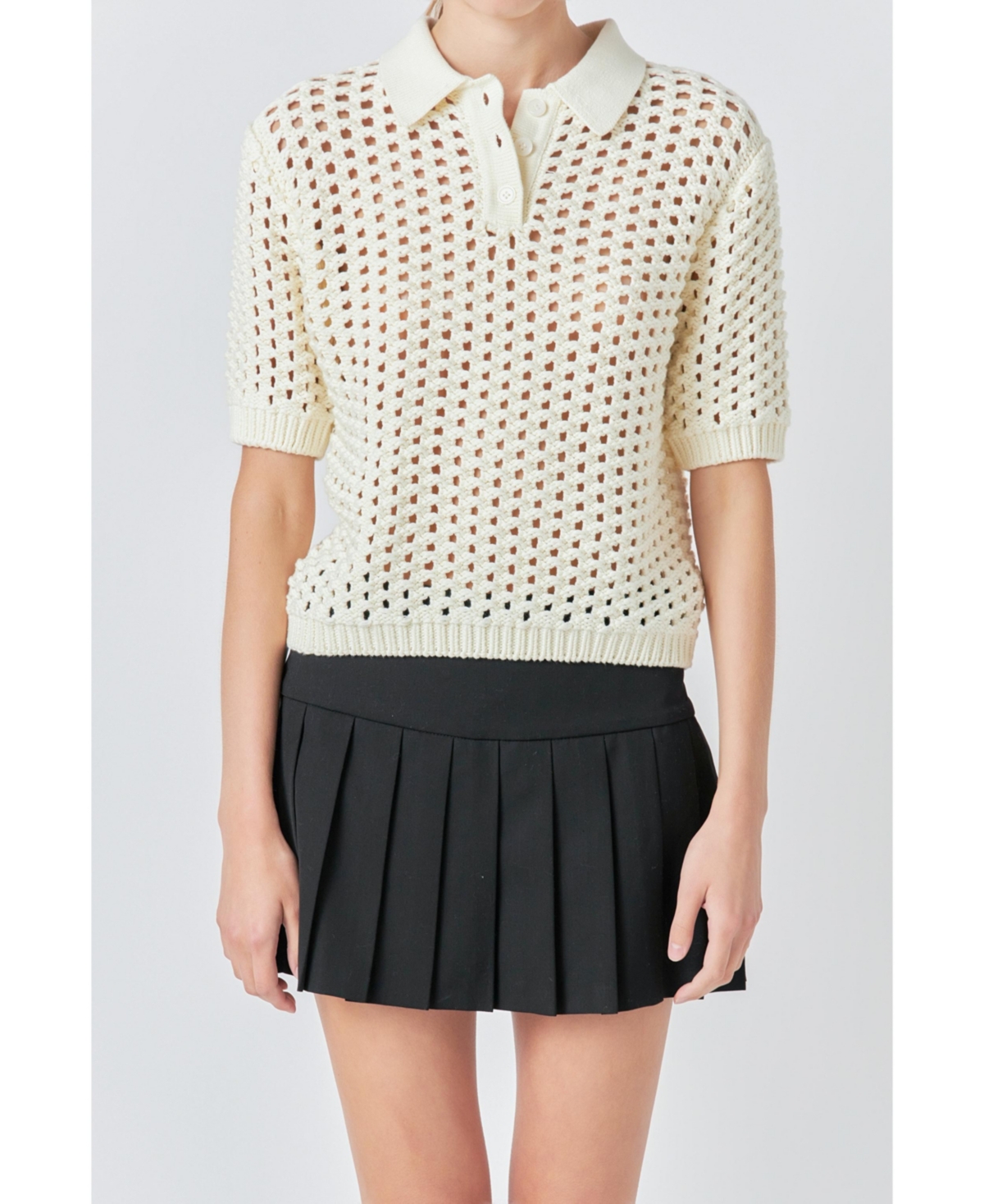 Women's Knit Mesh Shirt - Cream