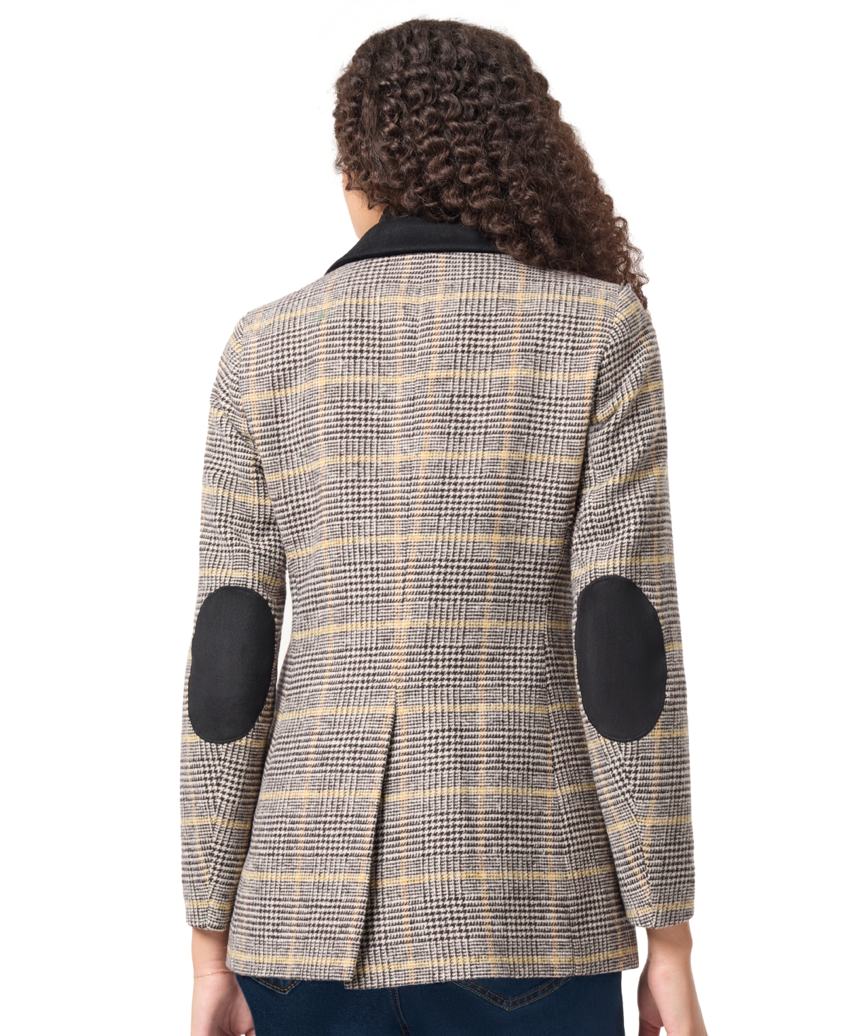Jones New York Women s Elbow Patch Plaid Blazer Caramel Multi Smart Closet