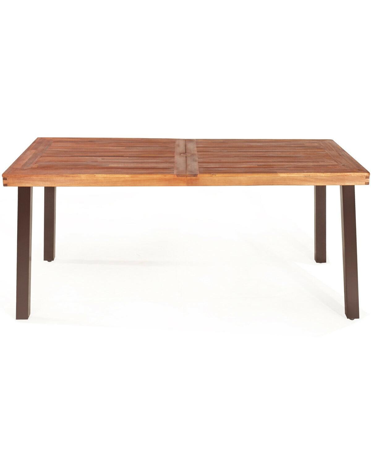 Rectangular Acacia Wood Rustic Dining Furniture Table - Brown