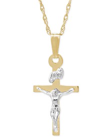 Children's Two-Tone Crucifix Pendant Necklace in 14k Gold