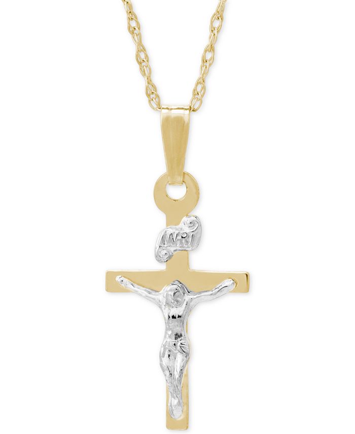 Macy's - Children's Two-Tone Crucifix Pendant Necklace in 14k Gold