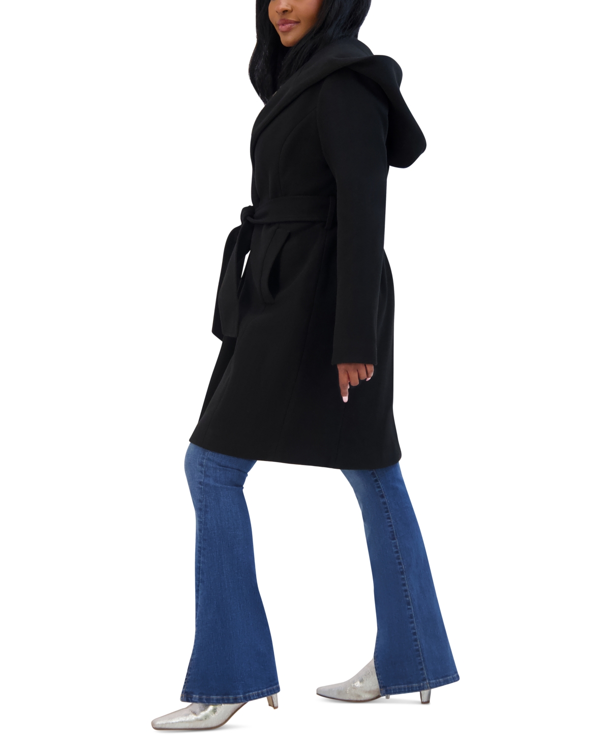 Steve Madden Women's Belted Hooded Wrap Coat, Created for Macy's