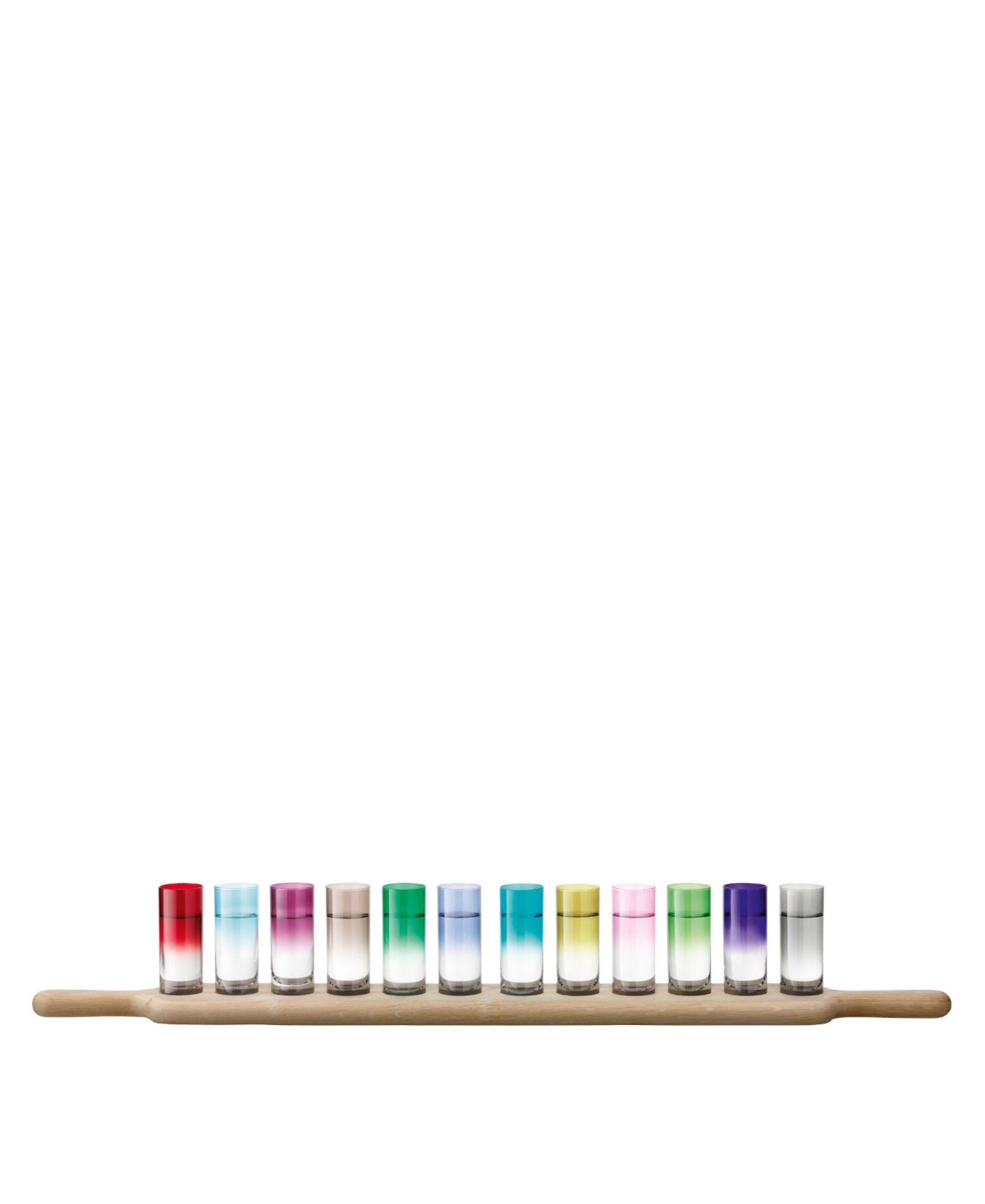 Lsa International Paddle Grand Shot Set Oak Paddle, 3.5oz In Assorted Color Glass And Ash Paddle
