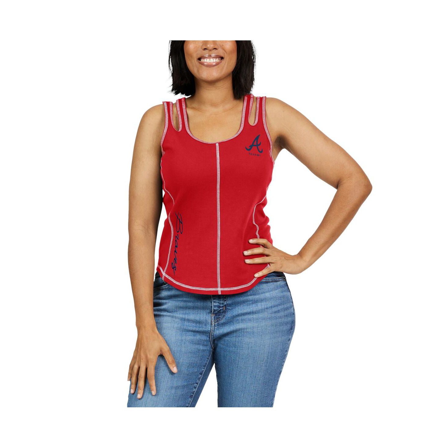 Женский топ WEAR by Erin Andrews Red St. Louis Cardinals Contrast Stitch — фото 2