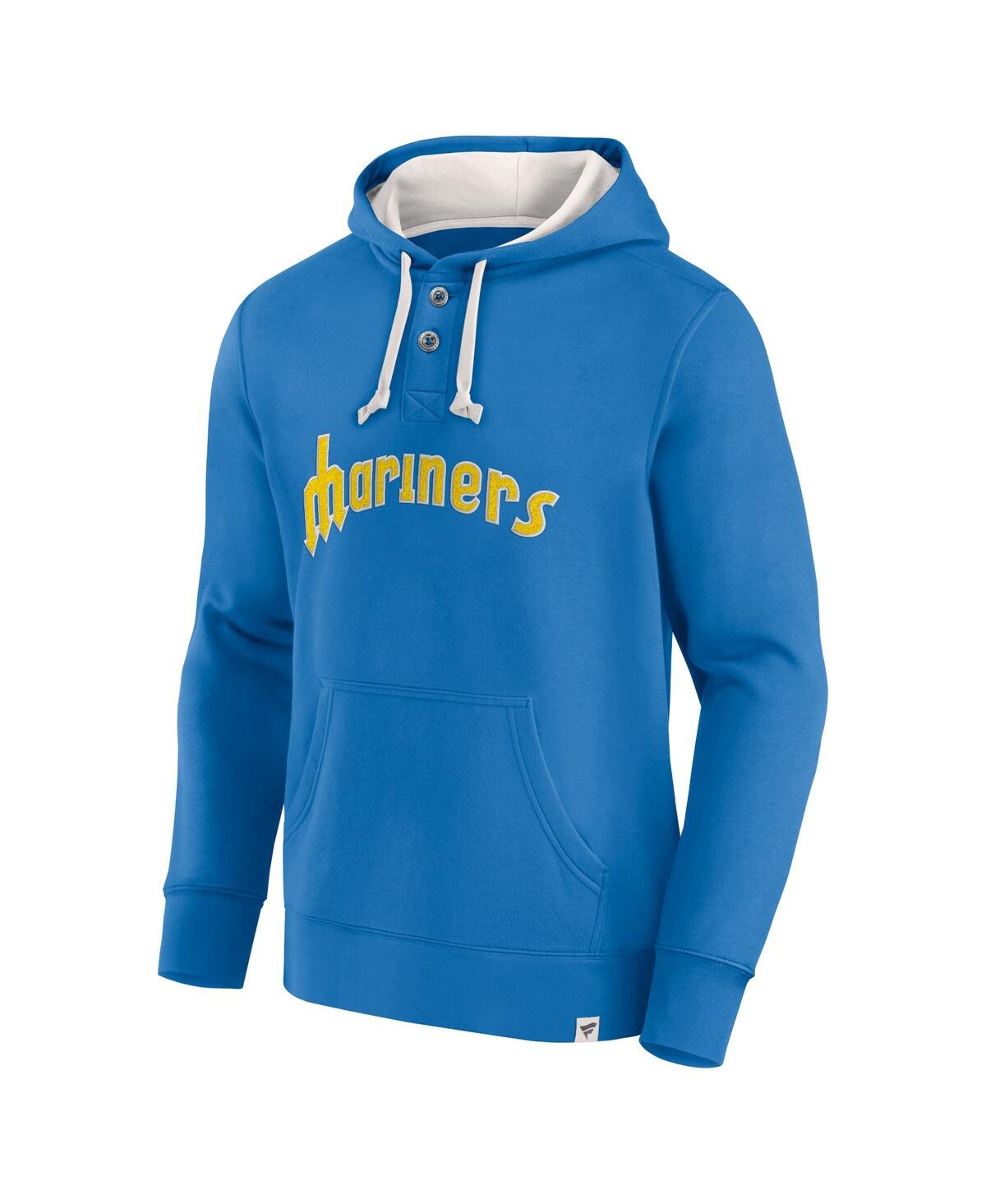 Fanatics Men's Royal Seattle Mariners Plan For Adversity Henley Fleece Pullover Hoodie In Royal,cream